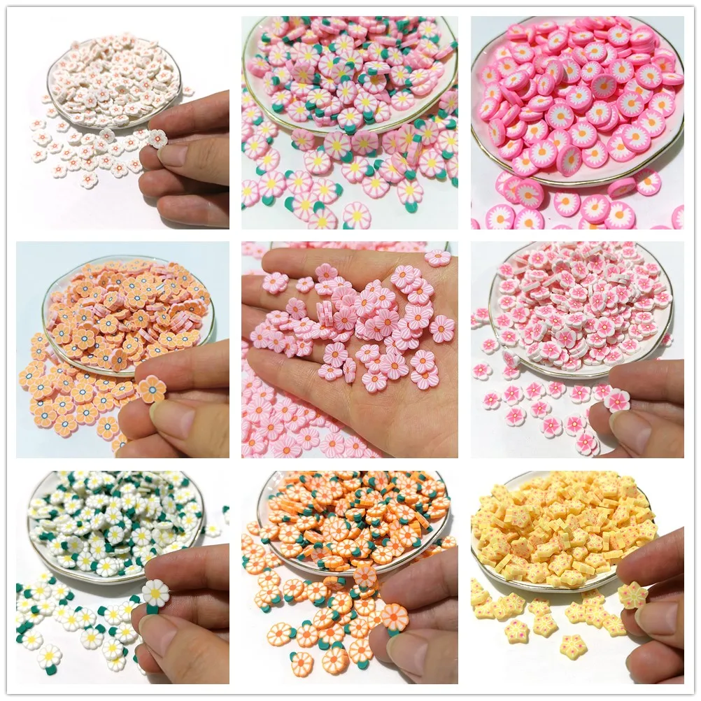 20g 10mm Mix Color Flower Smile Face Fruit Shape Polymer Clay Spacer Loose Slice POLYM CLAY SPRINKL