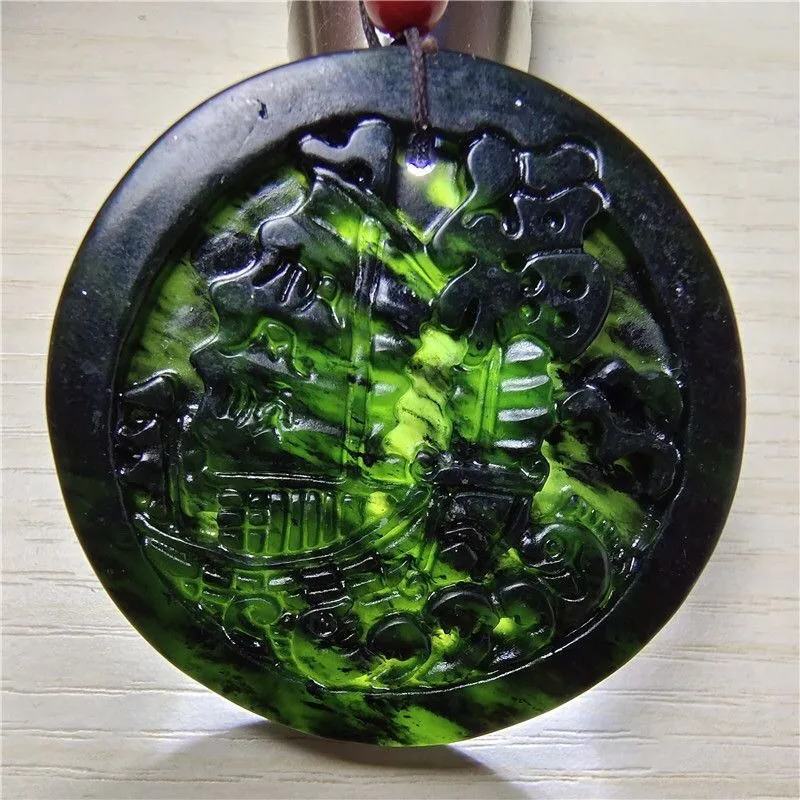 

Новый кулон из камня «Король льда», ожерелье из темно-зеленого нефрита.