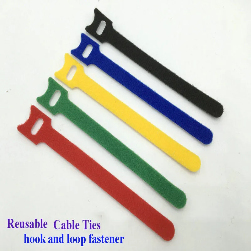 50pcs Wholesale 12*200mm Nylon Reusable Cable Ties with Eyelet Holes Back to Back Cable Tie Nylon Hook Loop Fastener Management