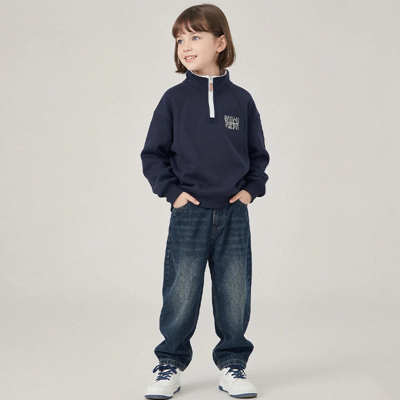 Neue warme Plüsch-Sweatshirts für Jungen, Herbst-Winter-Mode, Stehkragen, dicker Pullover, lässiges Oberteil für Kinderkleidung 3-14 Jahre – Detail 11