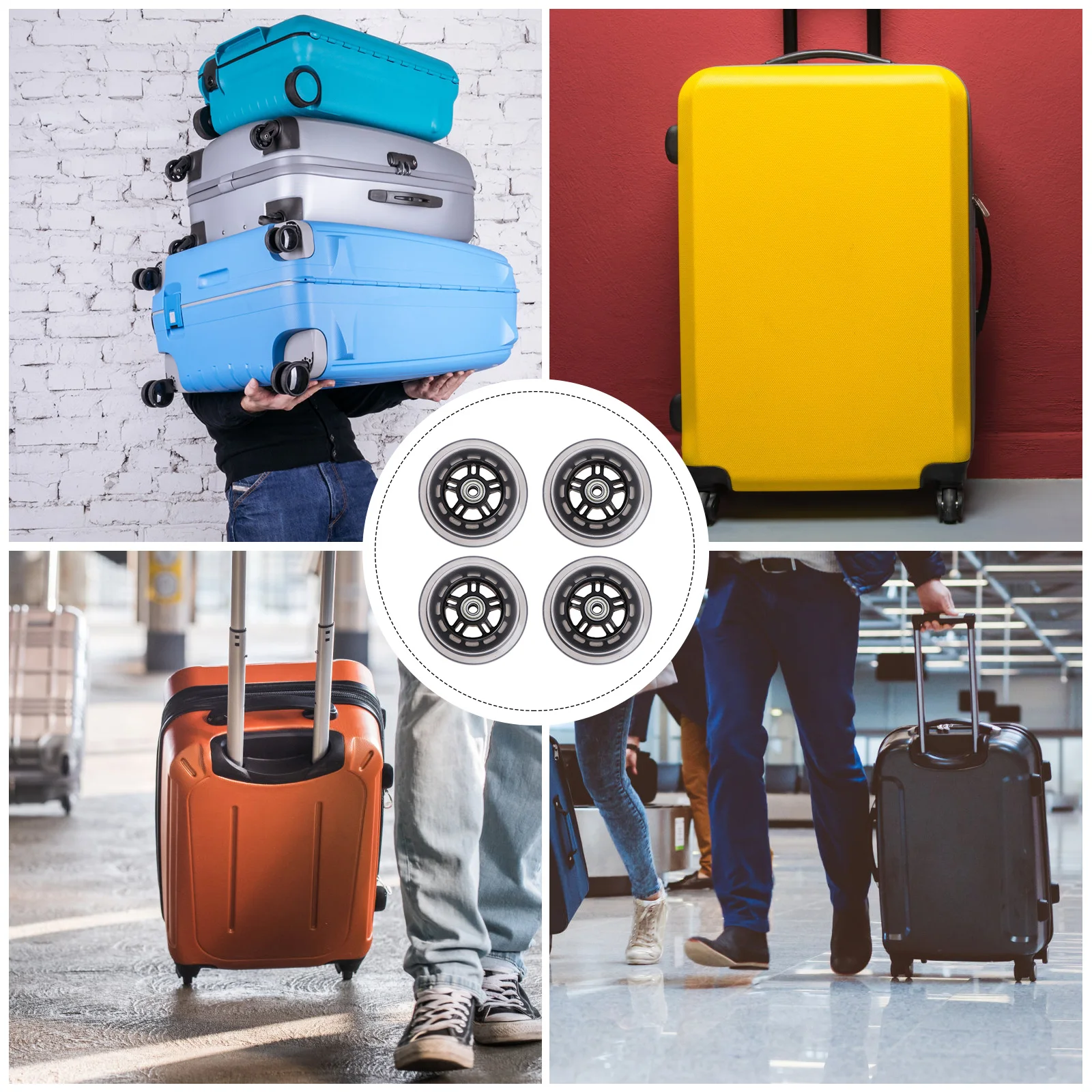 4 قطعة 100 مللي متر مرونة عالية بولي PU عجلات سكوتر مثاليا متعددة الوظائف استبدال حقيبة تروللي بعجلات عجلة سكوتر PU #4