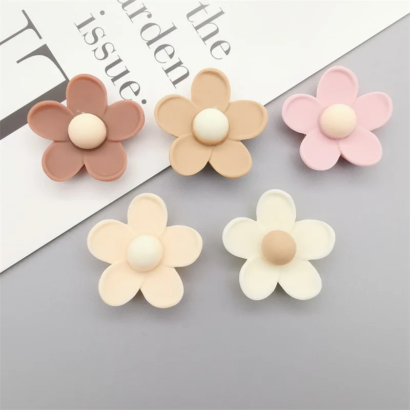 10Pcs Coffee Colour Five-Petaled Flower Resin DIY Hat Icebox Barrette Mobile Phone Case Scrapbook Cream Glue Flat Back Resin