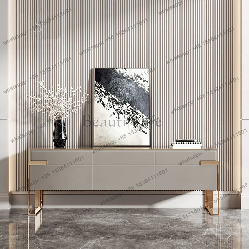 

X4 Italian light luxury TV cabinet simple post-modern bedroom metal entrance cabinet high-end furniture