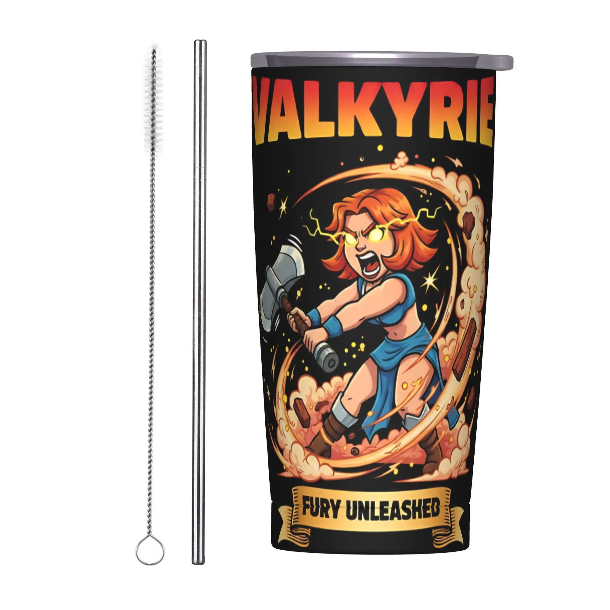 Valkyrie Royaleds Insulated Tumbler with Straws Lid Game Stainless Steel Thermal Mug Office Home Water Bottle Cup, 20oz