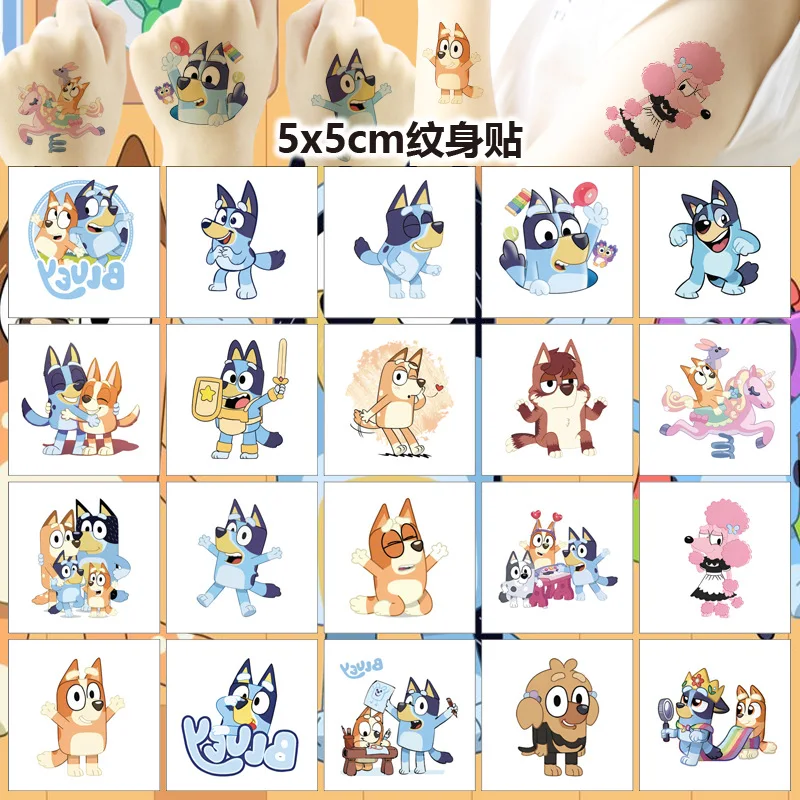 024 New 100/200pcs Tattoo Sticker Anime Cute Bingo Blue Dogs Cartoon Tattoo Sticker Water Transfer Children'S Birthday Gifts ﻿