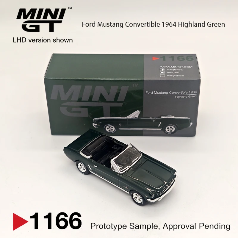 MINIGT 1166 1:64 MGT01166 Vintage Open‑Top Classic Convertible Diecast Model LHD Dark Green Chrome Trim In Stock Ready To Ship