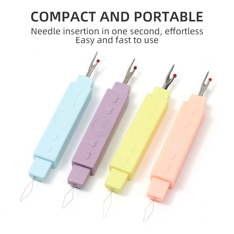 1 Pc 2 In 1 Sewing Seam Ripper Threader Dual Purpose Sewing Tool Portable Home Thread Cutter Double Head With Protective Cover