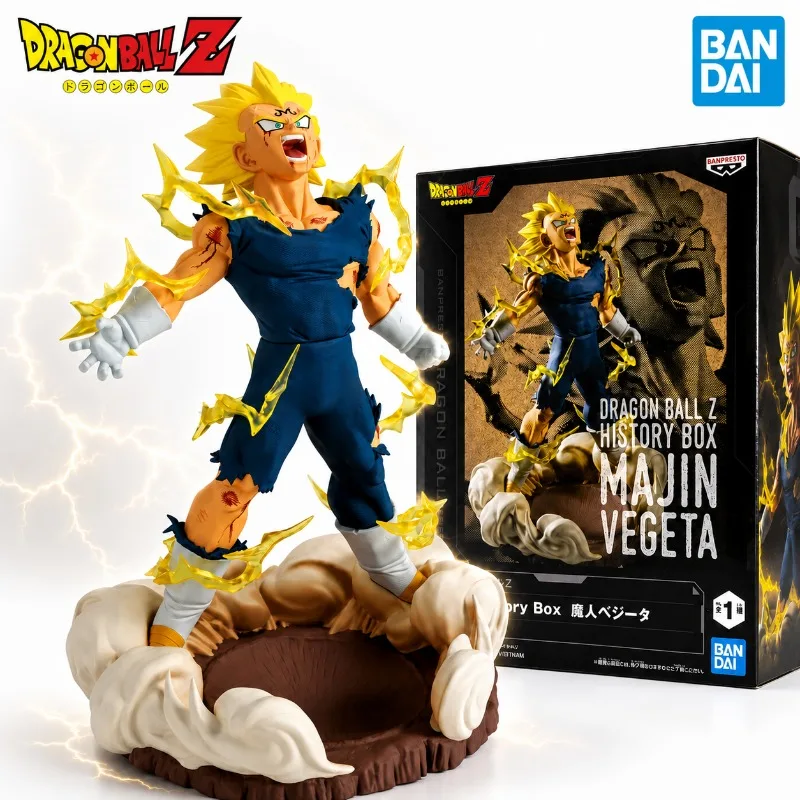 

Bandai Original Banpresto Dragon Ball Z History Box Majin Vegeta Super Saiyan Anime Collectible Action Figure Toy Statue
