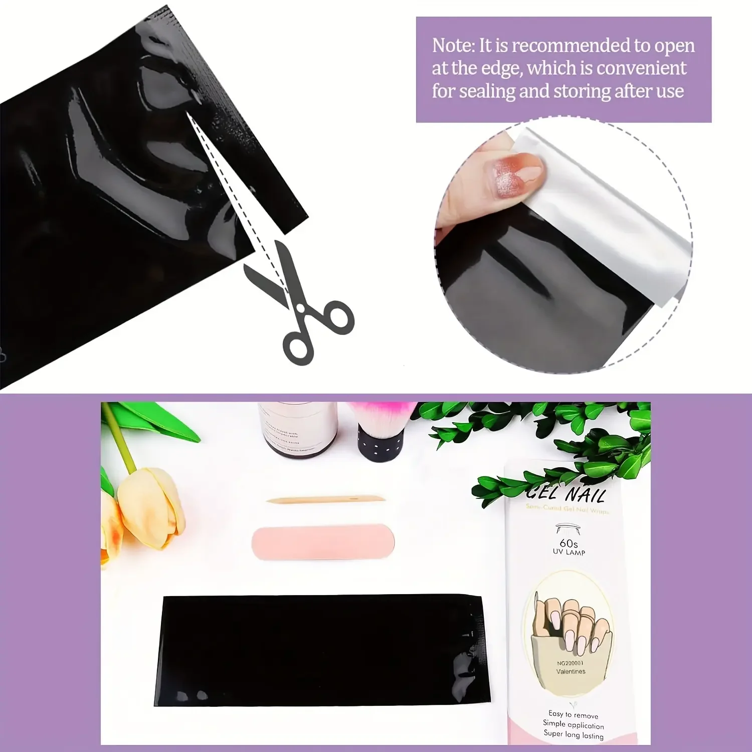 20-Finger Light Pink Nail Semi-Cure Gel Sticker, Fully Wrapped Waterproof Stickernail File and Stick (Uv/Led Light Required)