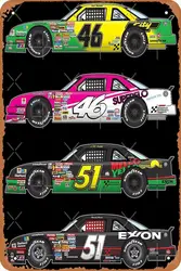 Metal Sign - Days of Thunder Car Collection Illustration, Cole Trickle, Rowdy Burns Tin Poster 12 X 8 Inches