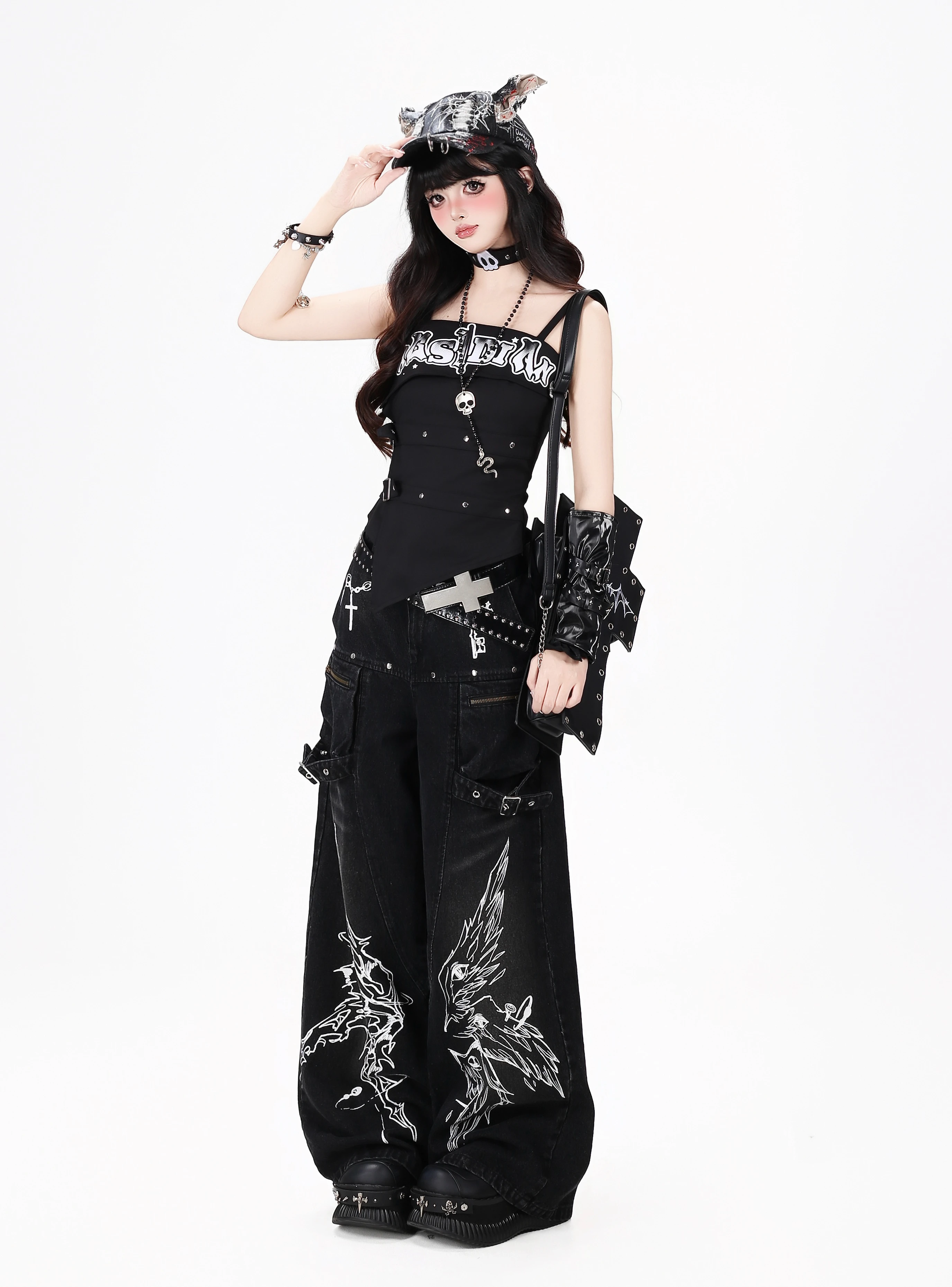 Gothic Streetwear High Waist Wide Leg Jeans Original Design for Women Spring Autumn Winter Casual Comfortable Denim Pants