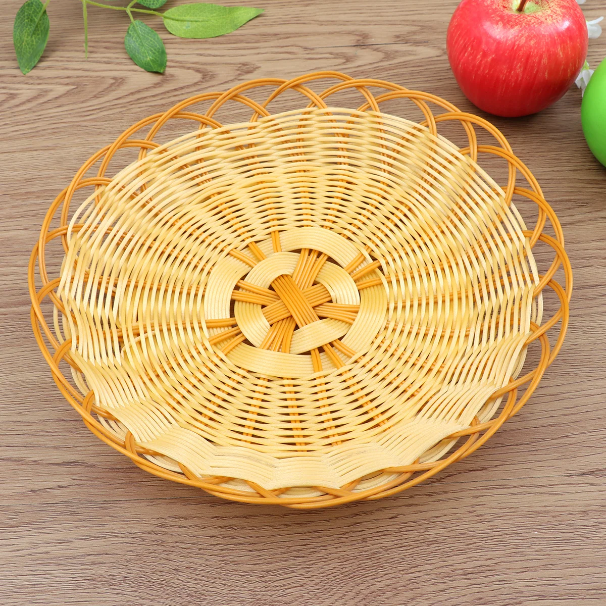 Handmade Plastic Simulate Rattan Fruit Basket Smooth Modern Minimalist Design Storage Basket for Vegetables Snacks Sundries