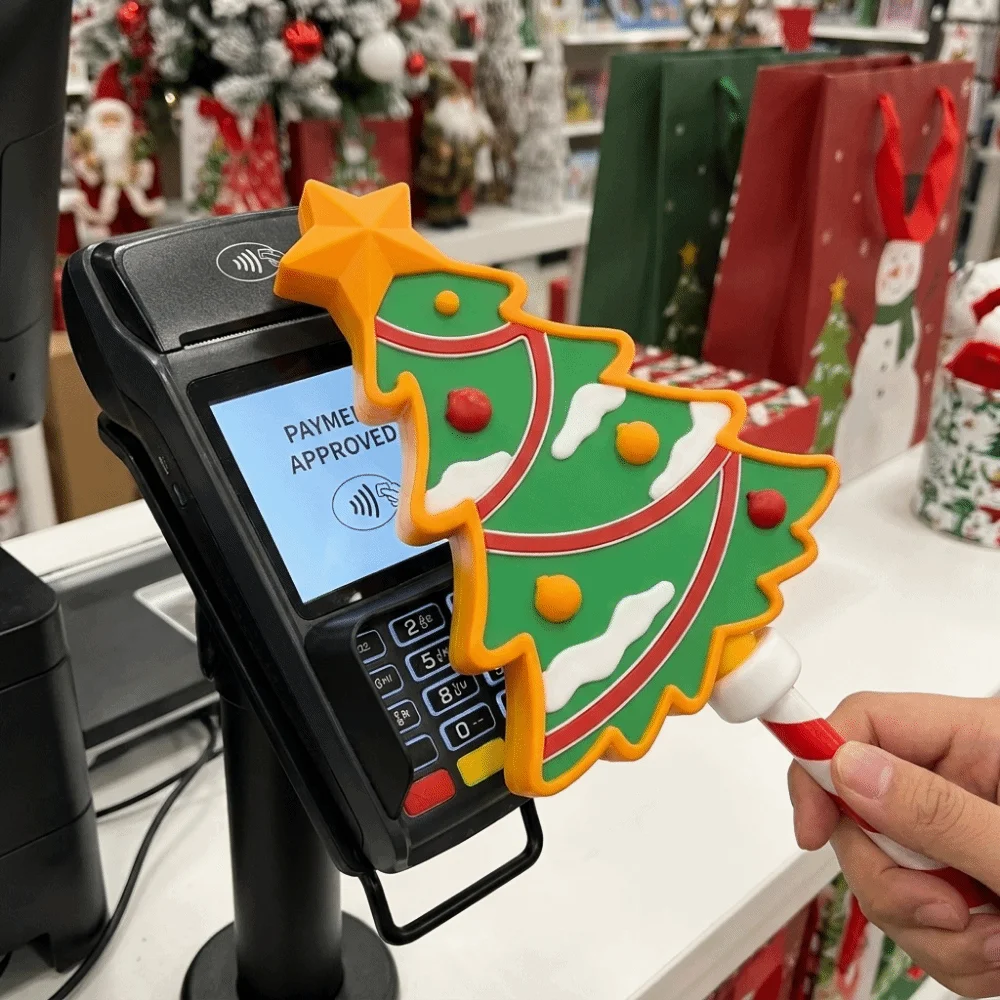 3D Printed Xmas Tree Shape Magic Wand Handheld Cute Christmas Payment Magic Wand Plastic Portable Contactless Payment Wand