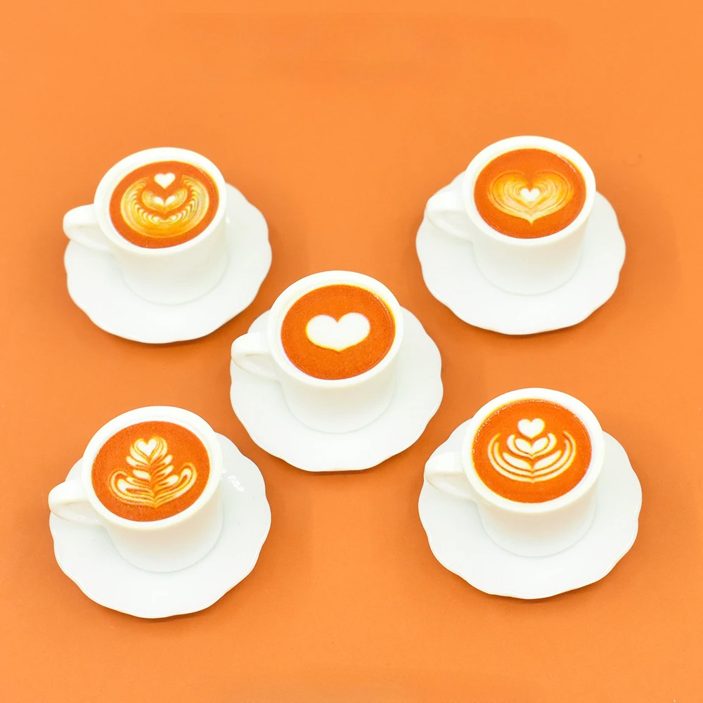 10pcs Resin White Coffee Cup Miniatures Dollhouse Scrapbooking Accessories Flatback Crafts Supplies Embellishment Diy Decortion