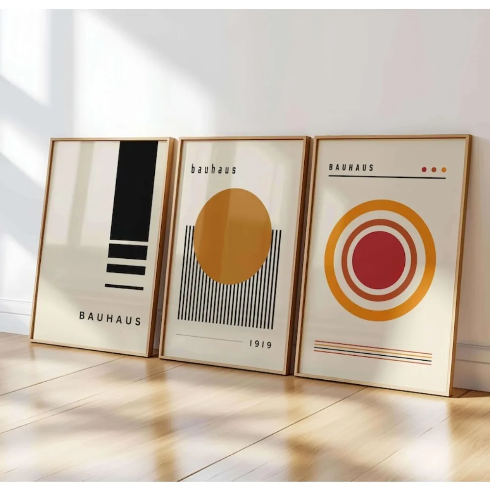 Pósteres sin marco, carteles Bauhaus, impresiones de arte moderno, arte de pared geométrico abstracto, impresiones modernas de mediados de siglo, decoración de sala de estar