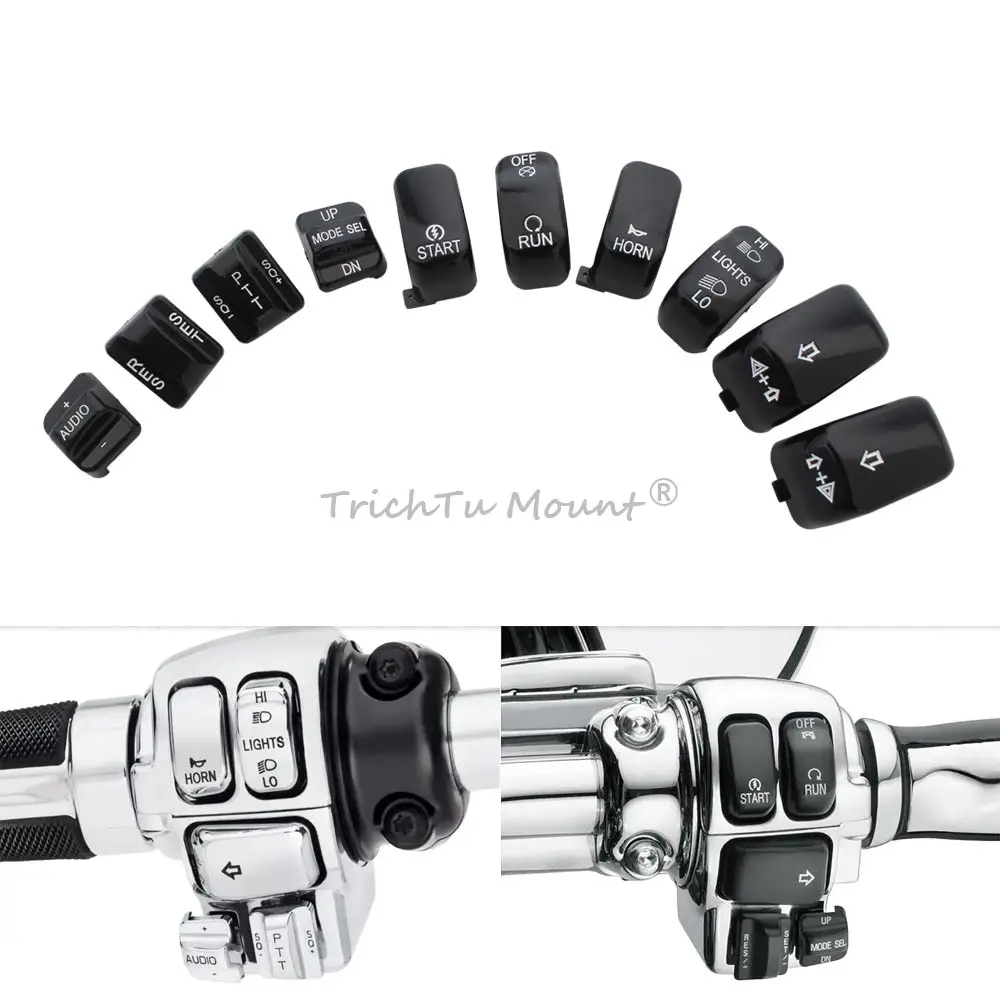 Motorcycle Black Hand Control Switch Caps Button Covers Kit For Harley Touring Road Glide EFI FLTRI FLHTCU FLHTK Accessories