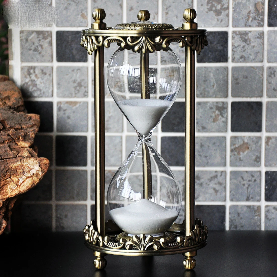 Retro Metal 30 Minutes Hourglass Sandglass Sand Clock Timer Living Room Office Desktop Decoration Birthday Gift Ornament ZC683