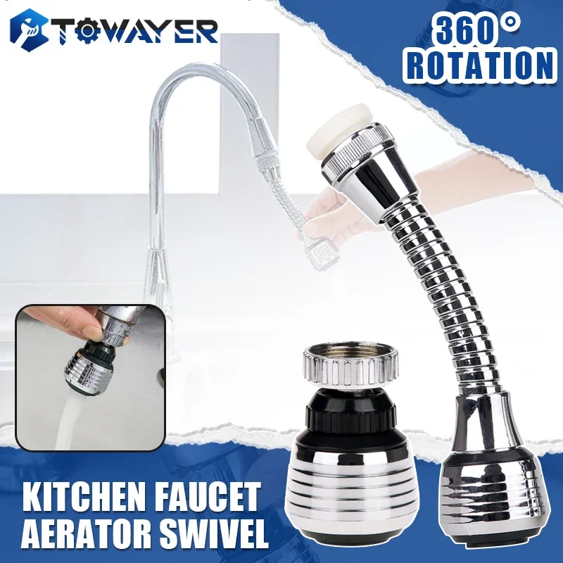 360 Degree Kitchen Faucet Aerator Swivel Adjustable Dual Mode Sprayer Filter Diffuser Water Saving Nozzle Faucet Connector