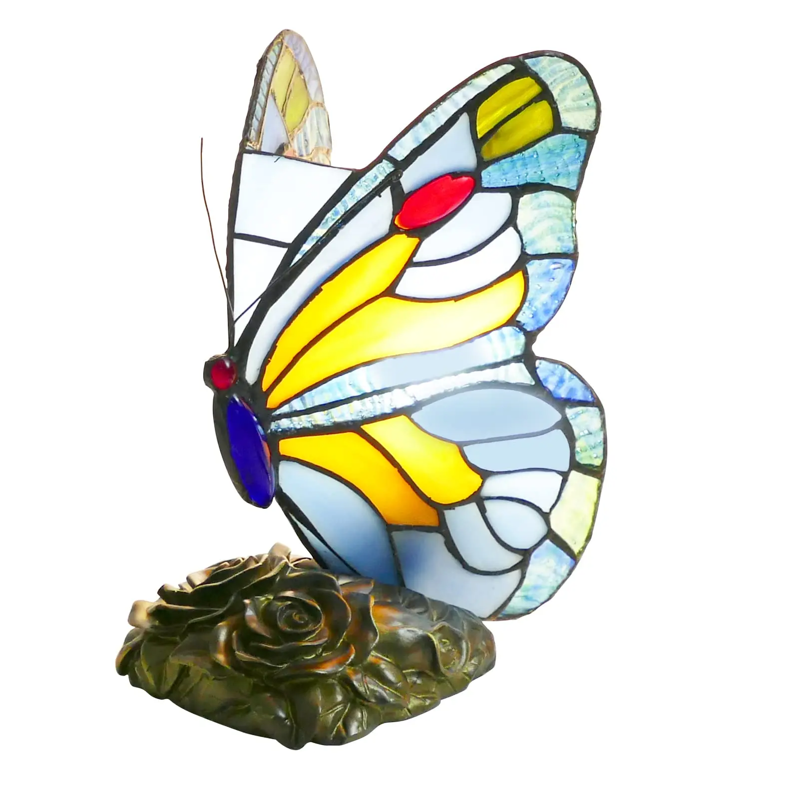 

#@Butterfly Lamp Handmade Bedside Stained Glass Desk Lamp Colorful Small Night Light Reading Lamp for Living Room Bedroom