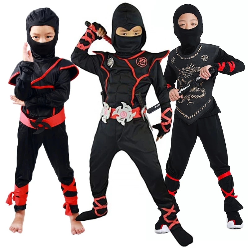 Anime menino ninja traje crianças halloween muscle ninja cosplay traje punhal faca dardos aniversário carnaval espadachim warr terno