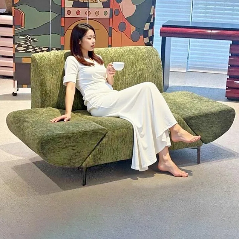 Retro style adjustable rotating armrest, fully dismantled and washed chenille flying wing sofa leisure chair