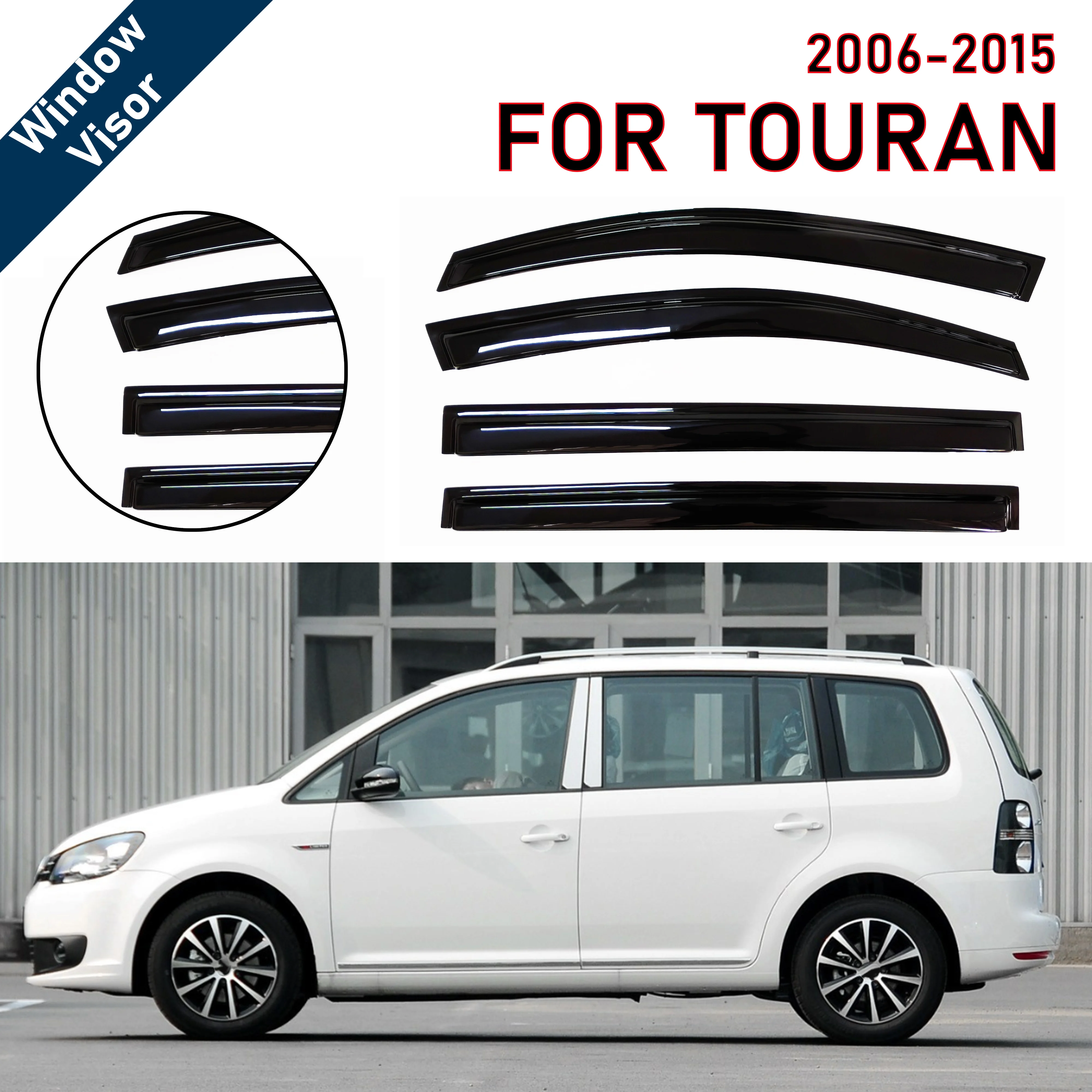 

Window Visor for Volkswagen Touran 2006-2015 | 4pcs Rain Guard Wind Deflector | Car Weather Shield Accessory
