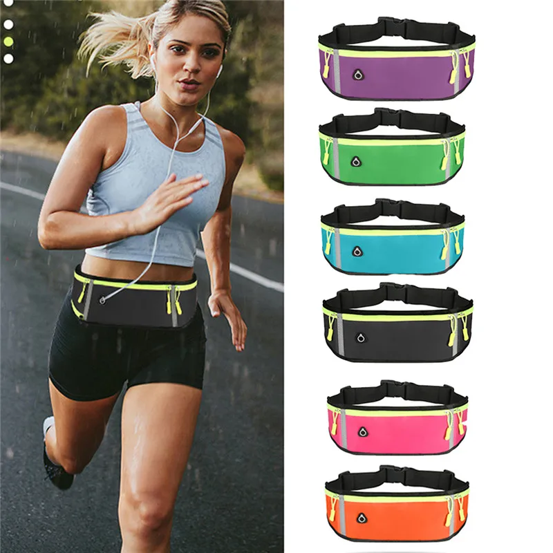 unisex Waist Bag Women Men Sport Running Waterproof Comfortable Gym Safty Reflective Tape Cycling Phone Case Small Hanging Bag image 3