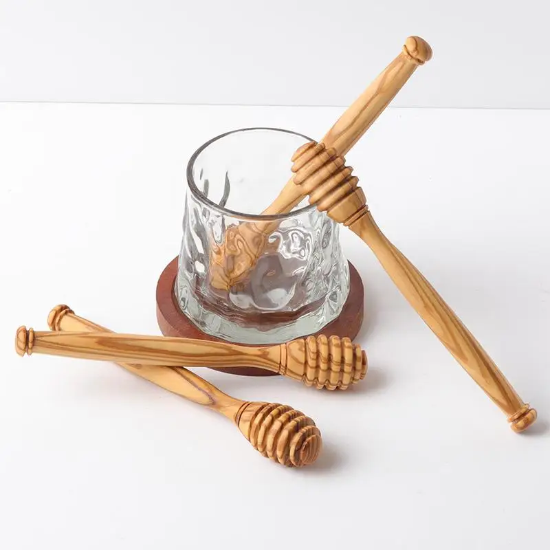 Cuchara de Madera de Olivo Hecha a Mano con Mango Largo para Miel, Café, Té, Repostería, Utensilios de Cocina Ecológicos