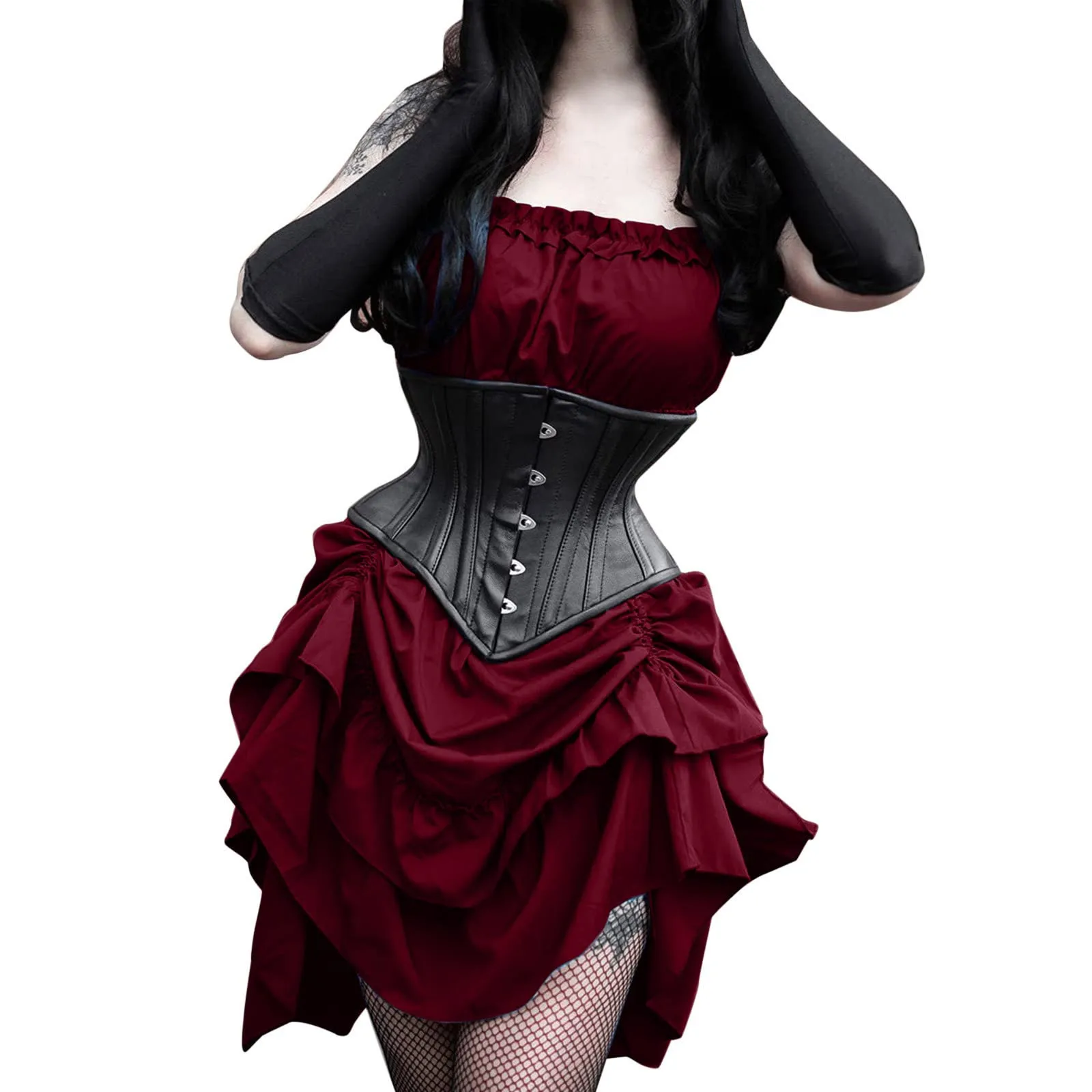 Renaissance médiévale elfe princesse Lolita sans manches femmes taille Corset Steampunk robe gothique Vintage Pirate Cosplay Costumes