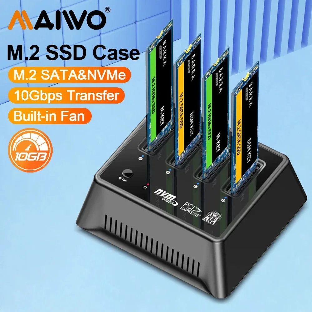 

Док-станция MAIWO 4 Bay M.2 NVMe SATA, базовая док-станция типа C 10 Гбит/с, для USB C SSD