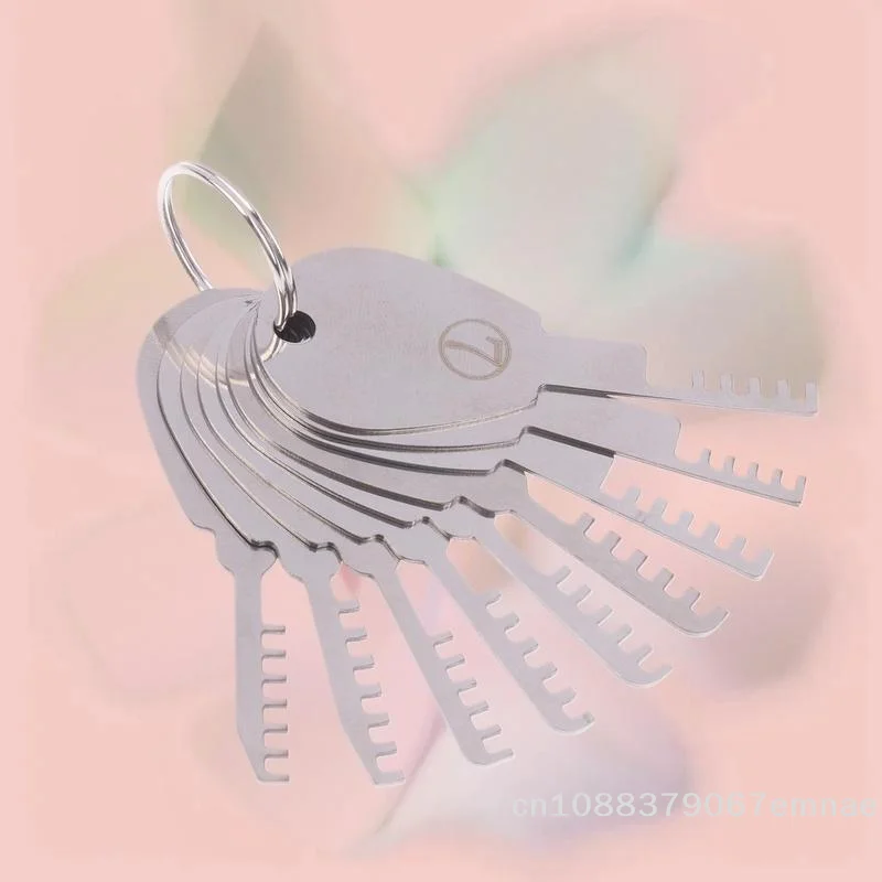 

[ZYAS]1 Set HUK Tools Stainless Steel Comb Lock 9in1 Full Set Repair Tool Stainless Steel Key Blank