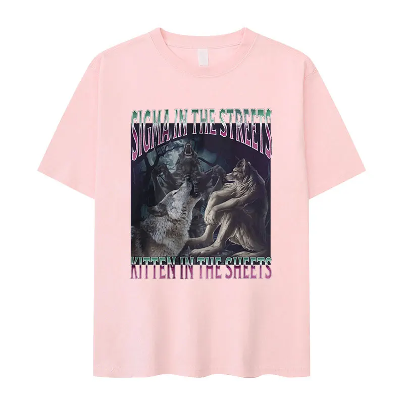 سيجما في الشوارع هريرة في الملاءات مضحك بالذئب ميمي تي شيرت رجل كرينج بالذئب تمزيق القوطية الشارع الشهير تي شيرت الذكور #5