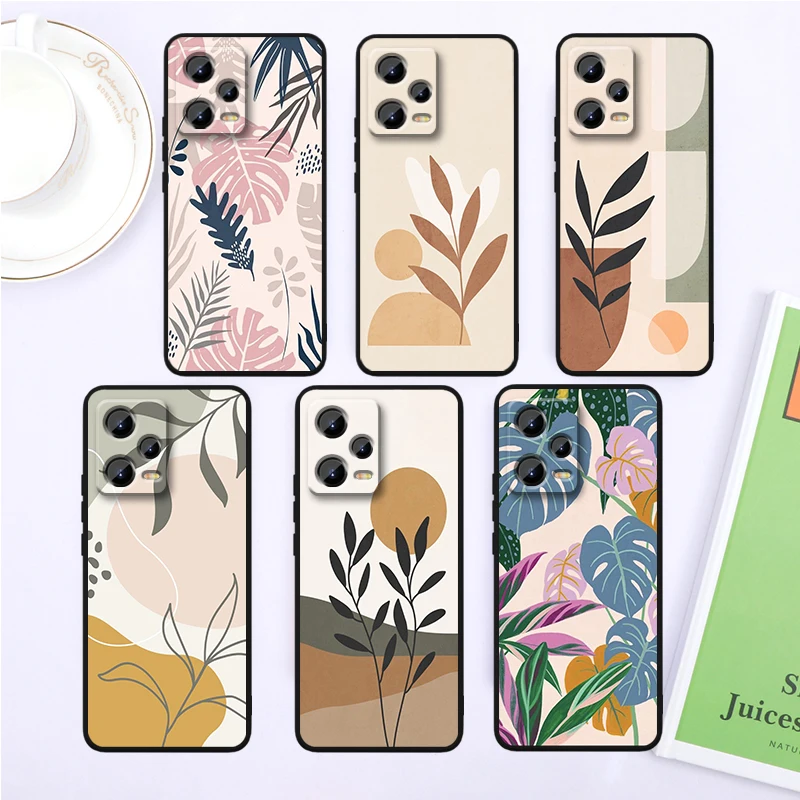 

Vintage Flower Leaves For Xiaomi Redmi Note 13 12R 12 12S Turbo 11 11T 11S 10 10S Pro Plus 5G Black TPU Phone Case