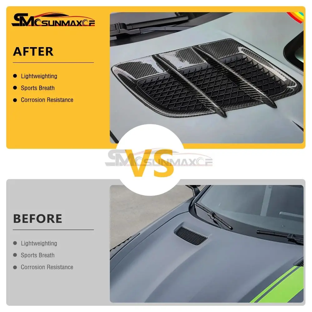 Carbon Fiber Engine Hood Vents Scoop Air Flow Mesh Cover Trim For 2015-2023 Mercedes Benz AMG GT GTS GTR GTC C190 R190
