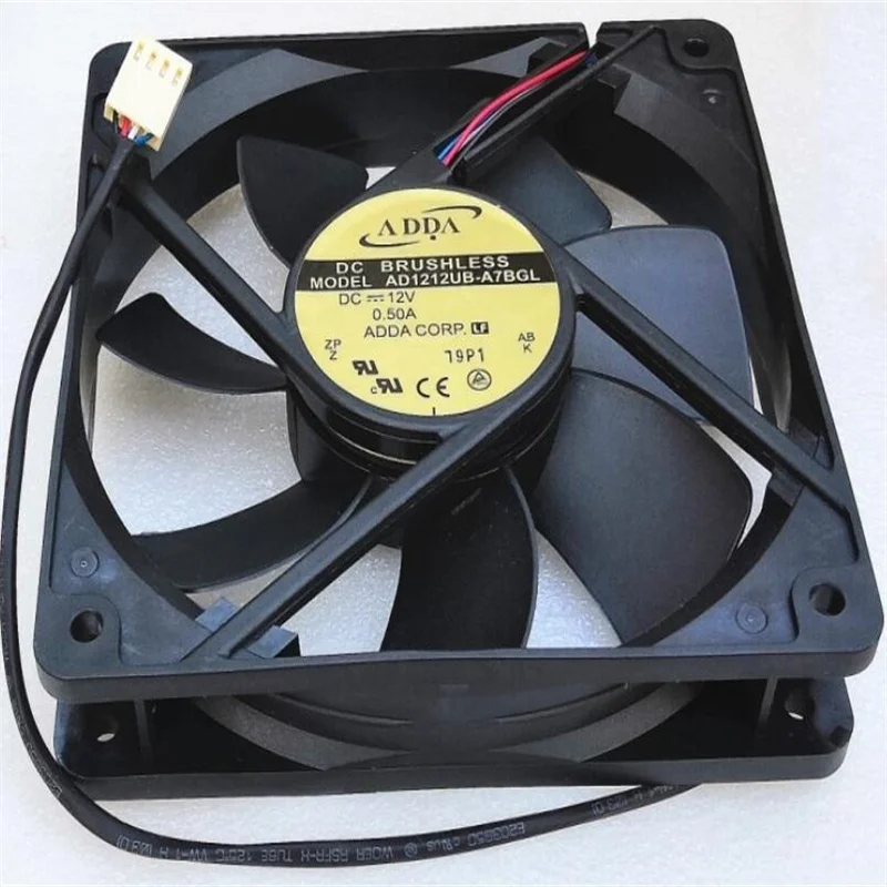 Atacado: novo ventilador de controle de temperatura de 4 fios ADDA 12025 12CM AD1212UB-A7BGL 0,50A bola dupla