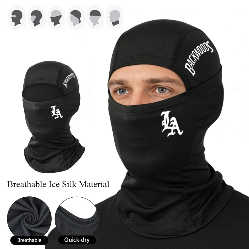 [Pasamontañas BACKWOODS] - Diseño Transpirable de Seda Helada, Diseño con Estampado LA, Ideal para Deportes al Aire Libre, Protección Solar, Máscara de Esquí