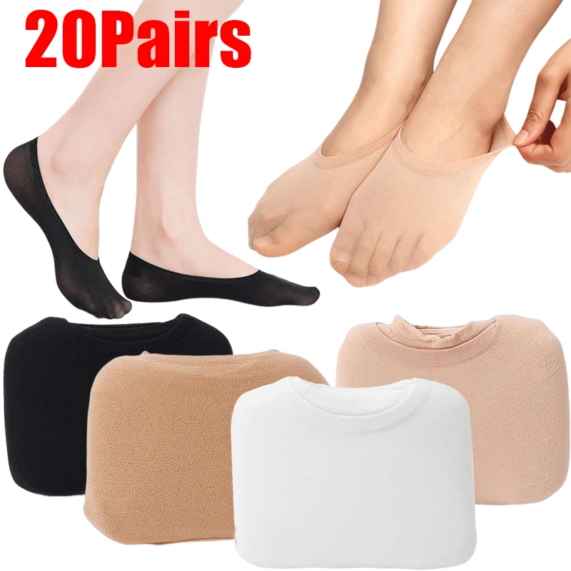 10/20Pairs Women Invisible Socks Summer Thin Boat Socks Invisible High Heels Ballerina Boat Sock Ladies Thin Transparent Sock