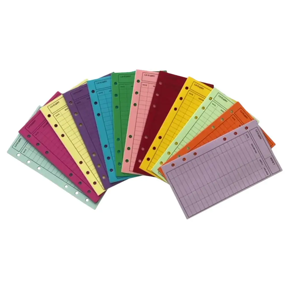

12Pcs Colorful Cash Blinder Envelopes Money Tracking Cards Portable Budget Sheet Covers for Home Office School
