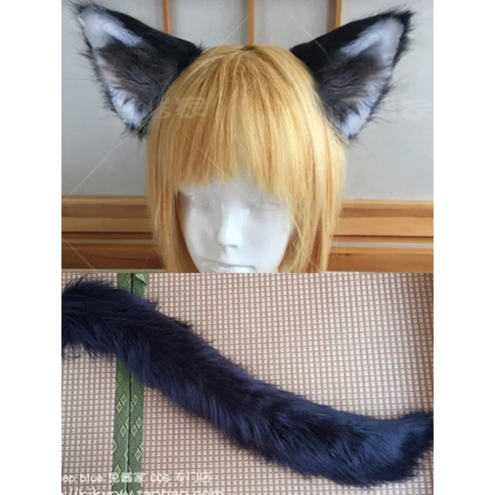 

Anime Vtuber The Box Lily Glan Cosplay Simulation Plush Wolf Ears Tail Game Costume Props Party Halloween Accessories