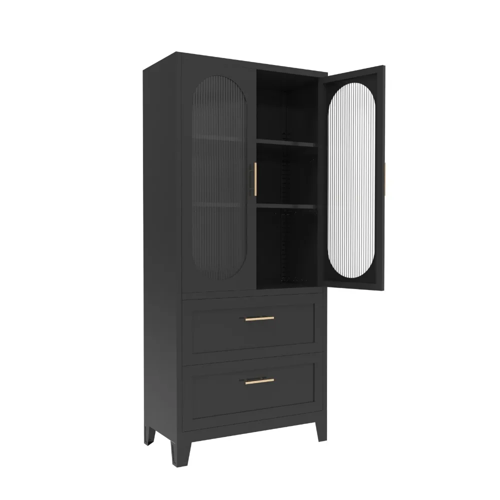 2 باب 2 درج خزانة خزانة تخزين متعددة الوظائف مع