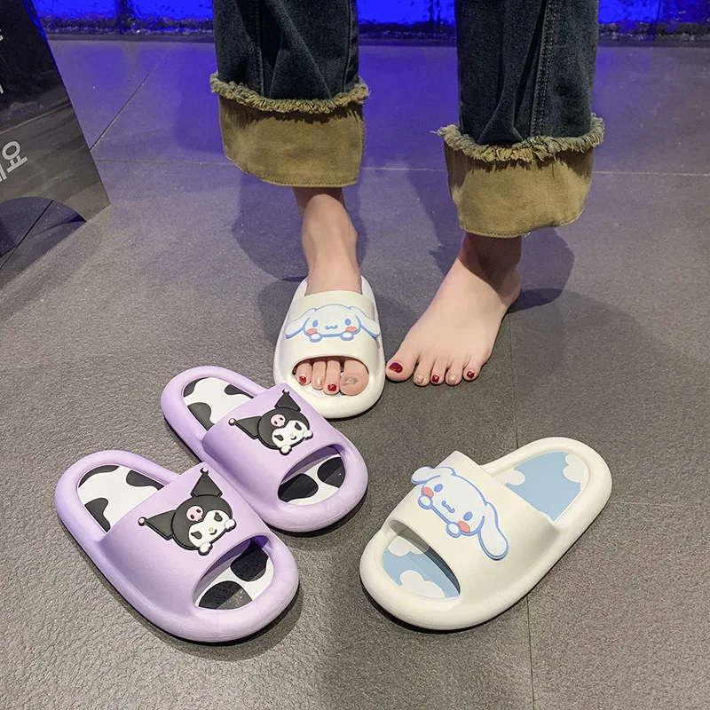 Heart-beating Sanrioed My Melody Girls Sandals Kawaii Anime Kuromi Cinnamoroll Slippers Girls Heart Shape Summer Sweet Cute Shoe