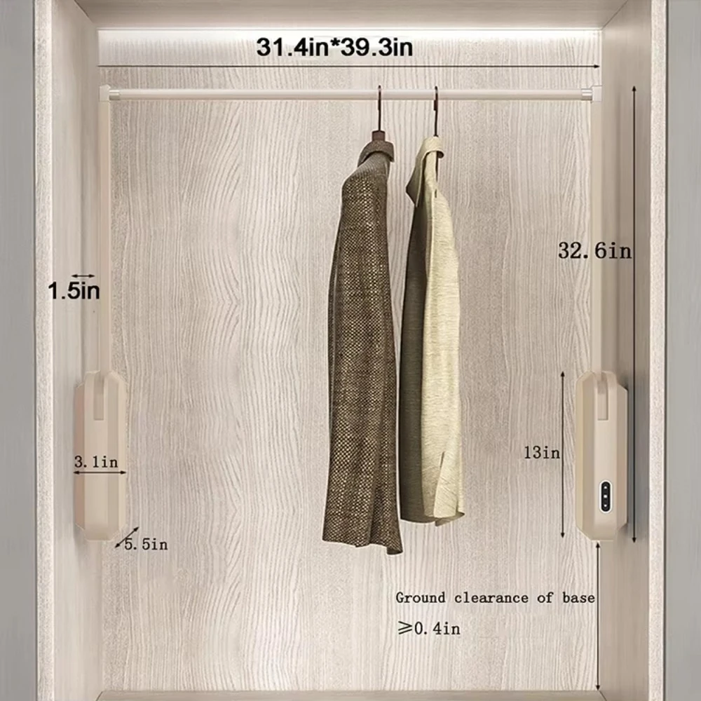 Electric Wardrobe Lift Clothes Hanging Rack Intelligence Pull Down Closet Rod view 3