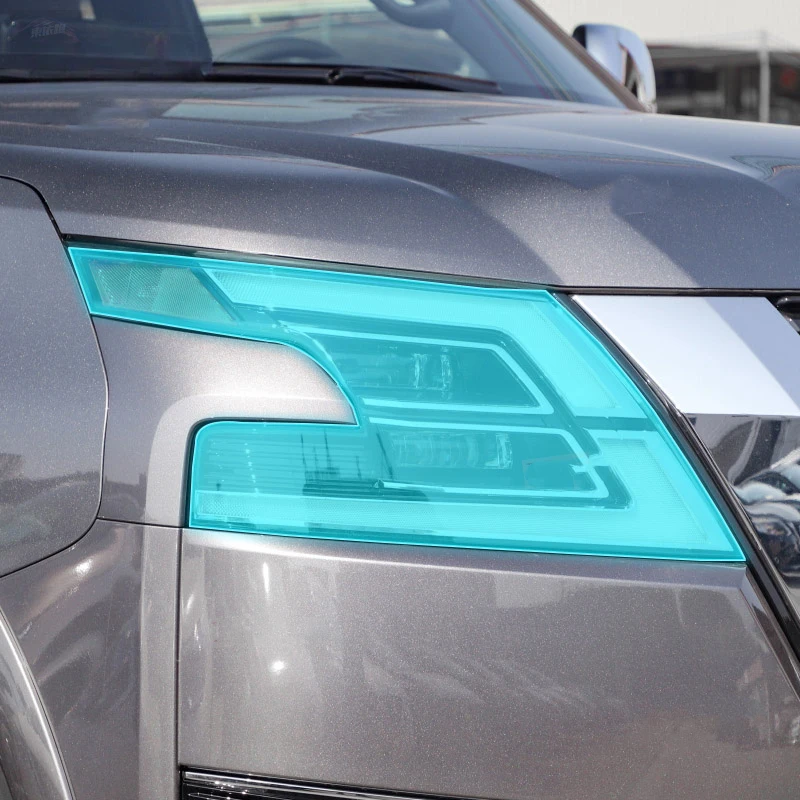 

For Nissan Patrol 2023 Car Accessories Car Headlight Protective Film Front Light Transparent Smoked Black TPU Sticker 2 Pcs