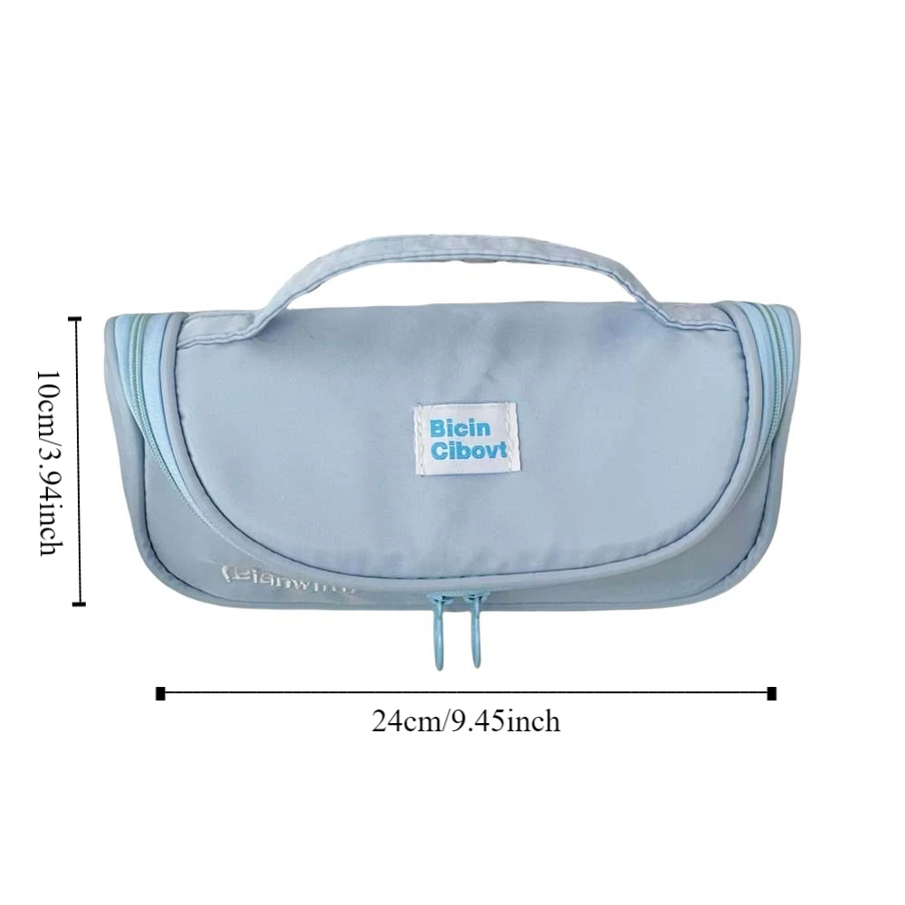 Pen Box Storage Stationery Bag Solid Color Travel Wallet Pencil Case Zipper Pouch Korean Ins Style Large Pen Bag Girls Gift