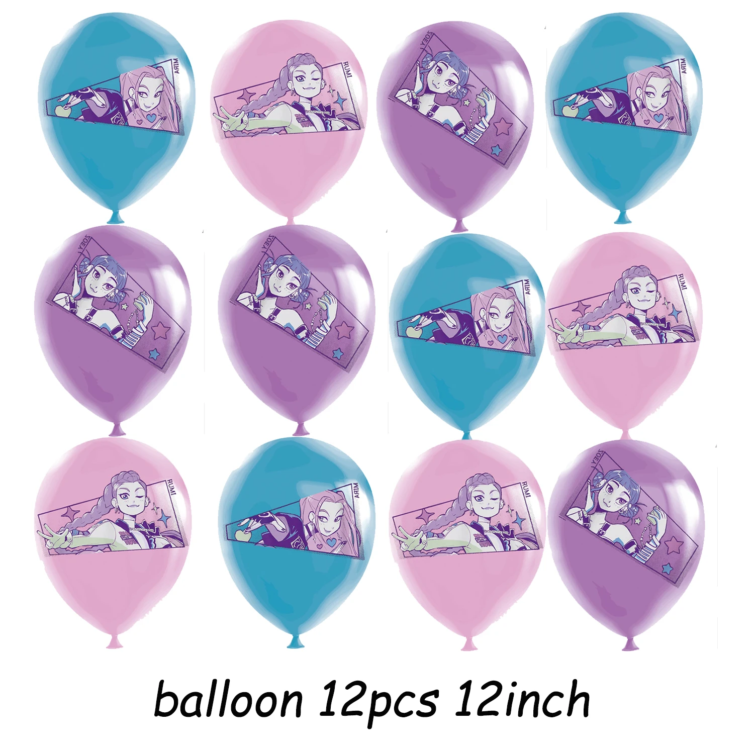 케이팝 데몬 헌터즈 손그림 테마 생일 파티 장식 케이크 토퍼 풍선 배너 배경 소녀 베이비 샤워 용품