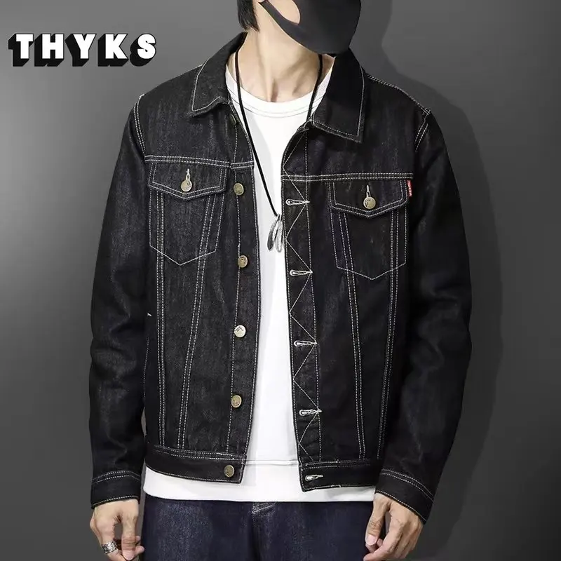 

New Men's Denim Jacket Classic Cotton Slim Jeans Jackets for Man Motor&bicyle England Style Jaqueta Masculina Plus Size M-5XL