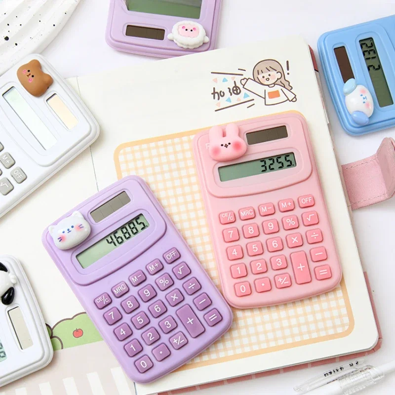 Mini calculadora bonito com dígitos dos desenhos animados, calculadora científica portátil, escritório e material escolar, papelaria para estudantes, 1PC