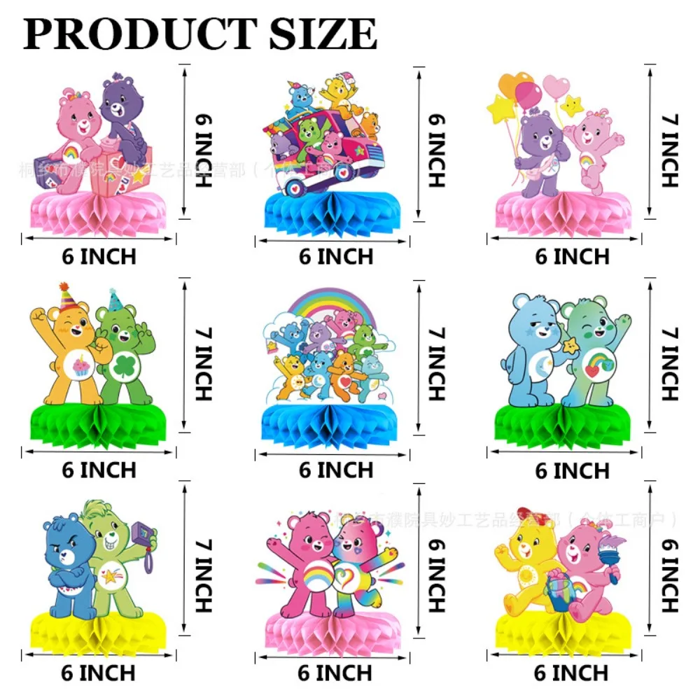 Miniso Anime Care Bears Cute Care Bear Cartoon Furniture for Display Birthday Party Desktop Decoration Set The Table HolidayGift