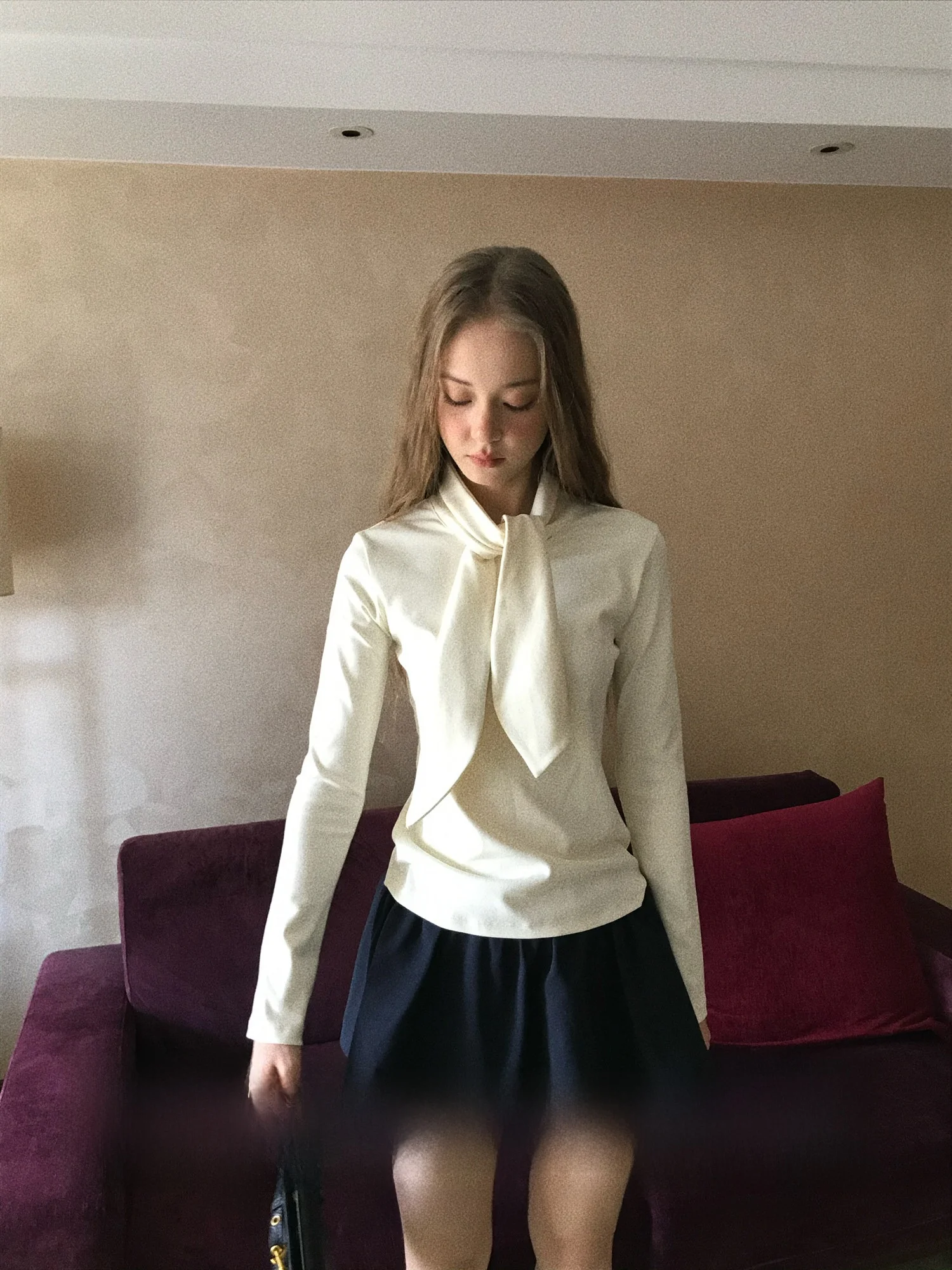 

Женская облегающая футболка с длинным рукавом и ушками кролика, из французского хлопка, с поясом, однотонная, базовый слой