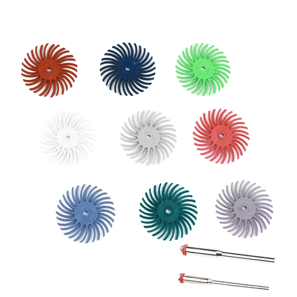 

10pcs 1 Inch Radial Bristle Disc Kit 80-2000 Grit Abrasive Brush 3 2.35mm Shank Detail Polishing Wheel for Rotary Tool Accessory